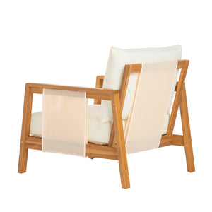 Outdoor Club Chair, Acacia Wood Frame with Textilene Accents
