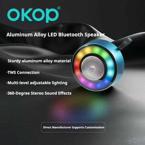 KP-594 Best-selling Metal Mini Bluetooth Speaker Wireless Portable Outdoor-Ready TF Card Support Heavy Bass RGB Lighting In Stock