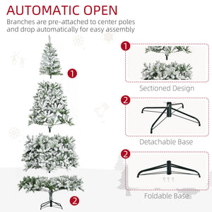 9' Tall Unlit Snow Flocked Pine Christmas Tree - Artificial Pine