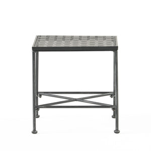 Outdoor Square Side Table with X Shaped Iron Frame - Black