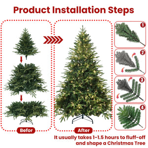 7.5ft Pre-Lit Artificial Christmas Tree with 650 Warm Lights