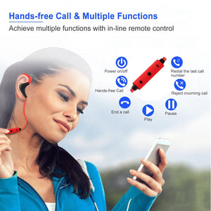 Wireless Headsets V4.1 Sport In-Ear Stereo Headphones Sweat-proof Noise Canceling Earphones Back-Headphone w/Mic Hands-free for Running Hiking Travel
