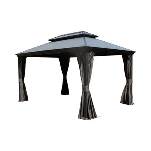 12'x16' Hardtop Gazebo with Resin Roof and Drainage Gutters