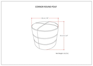 Connor Round Pouf - Distressed Black