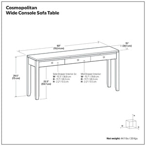 Cosmopolitan - Wide Console Sofa Table - Mahogany Brown