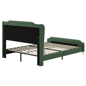 Queen Size Leather Bed Frame with Wingback Headboard & Footboard