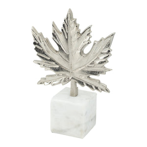 Aluminum Leaf Sculpture with Marble Base