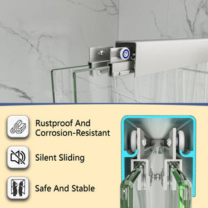 55-60" W x 60" H Brushed Nickel Double Bypass Sliding Shower Door