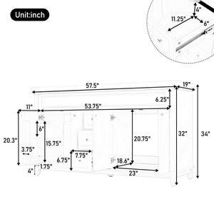 Bathroom Vanity With Double Sinks, 3 Drawers & 4 Doors - White