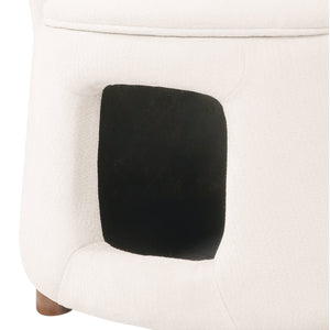 Beige Pet Friendly Chair with Hidden Pet Nook, Convertible Stool, Storage Seat