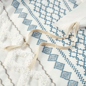 Full/Queen Cotton Printed Duvet Cover Set with Chenille