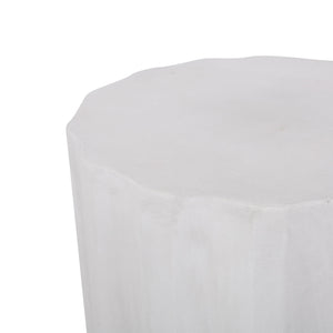 Outdoor Lightweight Concrete Side Table, Antique White