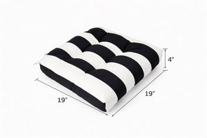 Outdoor Chair Cushions Set of 2 – Black and White Striped