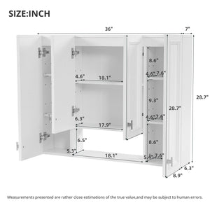 Wall Mounted Bathroom Cabinet With 5 Adjustable Shelves