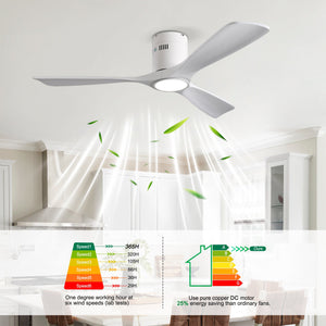 52 Inch Mounting Type Solid Wood Ceiling Fan With Light Kit