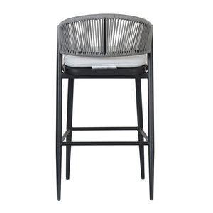 Outdoor Bar Height Metal Frame Counter Stools with Scallop-Shaped Backrest & Water-Resistant Cushions