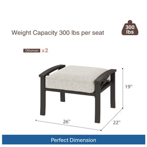 Modern All-Weather Ottomans With Cushions (Set of 2)
