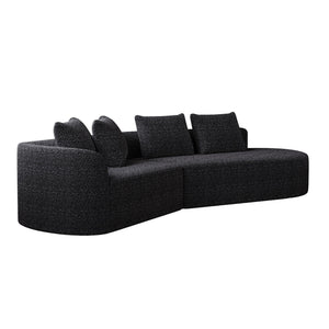 Upholstered Oversized Sectional Sofa, 4 Seater Extra Deep & Wide Curved Cloud Couch With 4 Throw Pillows For Living Room - Black