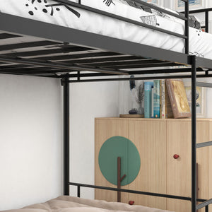 Space Saving Bunk Bed With Metal Frame And Ladder