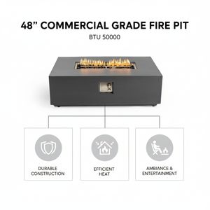 Volon Modern Rectangular Fire Pit Table in Light Gray
