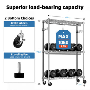Heavy Duty Rolling Garment Rack with 3 Tiers