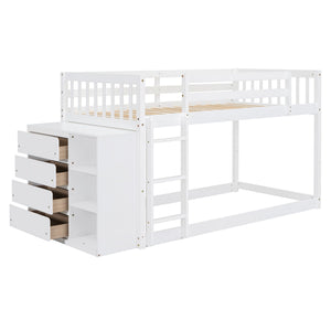 Bunk Bed With 4 Drawers and 3 Shelves