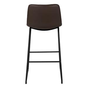 Bar Height Office Chair with Curved Backrest and Leather-Look Upholstery