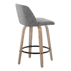 Toriano - Contemporary Fixed-Height Counter Stool & Swivel With Round Footrest (Set of 2)