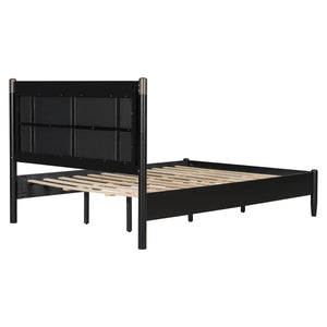 Solid Wood Queen Bed, Heavy Duty 500 lbs Support, No Box Spring Needed