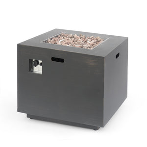33" Outdoor Iron Square Propane Fire Pit - Brushed Brown