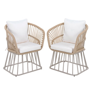 Outdoor Dining Chair MP1 - Teak Finish Wicker & Steel Frame