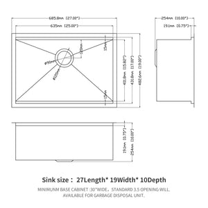 Single Bowl Undermount Workstation Kitchen Sink with Accessories