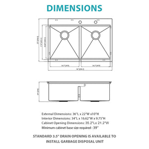 Topmount, Drop In Double Bowl Kitchen Sink