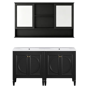 Double Sink Bathroom Vanity Set with Wall Mount Mirror Cabinet