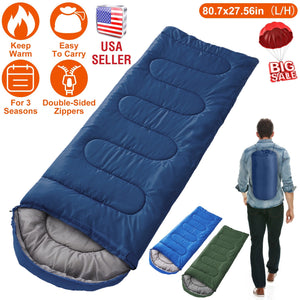 Camping Sleeping Bags for Adults Teens Moisture-Proof Hiking Sleep Bag with Carry Bag 32-50℉ for Spring Autumn Winter Seasons