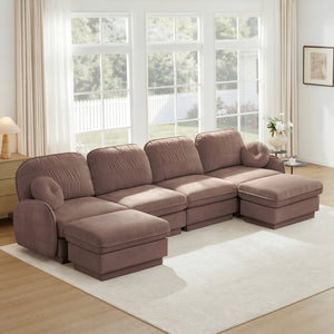 137" Oversize Chenille U-Shaped Sofa