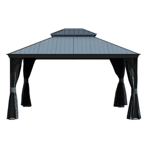 12'x14' Hardtop Gazebo with Resin Roof and Drainage Gutters