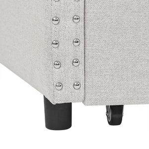 Upholstered Tufted Daybed With 2 Drawers, Waved Arms