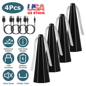 4Pack Fly Table Fans Battery USB Powered Bug Fans Food Fans Fly Table Spinners Traps with Hook for Party BBQ Picnic Camping