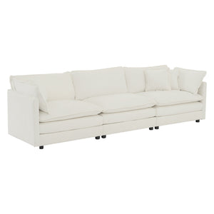 Mid-Century Modern Couch 3-Seater Sofa with Chenille Fabric