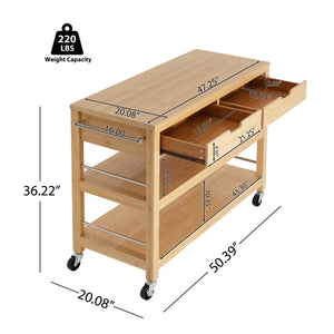 Indoor Multifunctional Bamboo Kitchen Cart