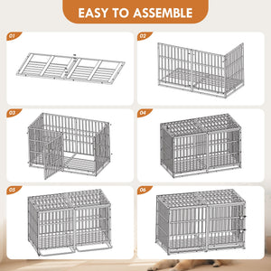 Extra Large Heavy Duty Dog Crate With Removable Pans For Dogs - Black