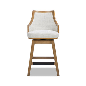 Bahama 26" Cane Rattan High-Back Swivel Counter Stool with Recessed Arms