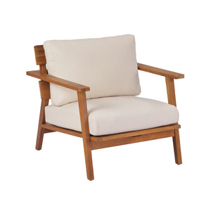 29.5' Mid-Century Modern Acacia Wood Outdoor Club Chair