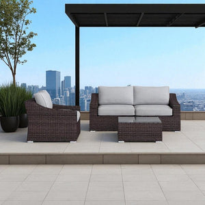 Outdoor Wicker Conversation Set With Cushions, All Weather