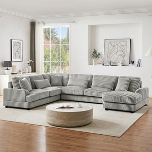 U - Shaped Sectional Sofa With Chaise Lounge, Oversized Living Room Sofa - Gray