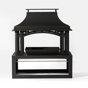 Fireplace, 50000 Btu Fire Pit, Wood Burning Chimney For Outside - Black