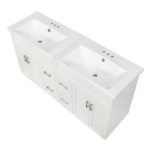 Bathroom Vanity With 2 Doors, 2 Drawers, Adjustable Shelf, Hidden Slides & Soft Close Hinges