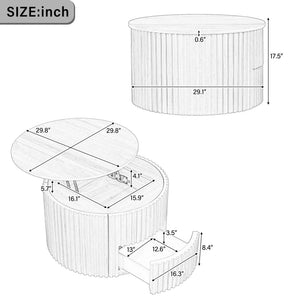 Round Lift Top Coffee Table With Hidden Storage For Living Room