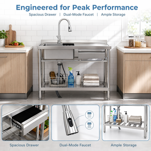 Stainless Steel Utility Sink, Freestanding Sink